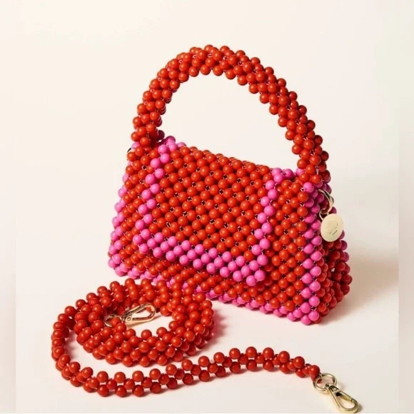 NWT Kate Spade x Target Beaded Top-Handle/Crossbody Bag in Red and Pink - Picture 2 of 7
